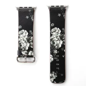   Apple Watch virágmintás óraszíj /black rose/ 44/45/46 és 49 mm