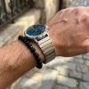 MYBANDZ Nagy láncszemes rés nélküli fém óraszíj / ezüst / 22mm