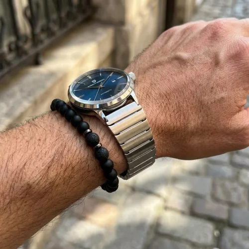 MYBANDZ Nagy láncszemes rés nélküli fém óraszíj / ezüst / 22mm