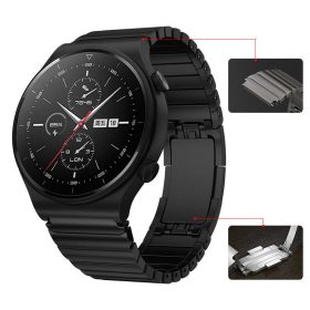   MYBANDZ Nagy láncszemes rés nélküli fém óraszíj / fekete / 22mm