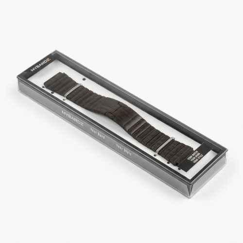 MYBANDZ Nagy láncszemes rés nélküli fém óraszíj / fekete / 22mm