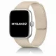 Mybandz Litchi mágneses szilikon óraszíj-bézs (Xiaomi Smart Band 8/9/10 Pro/Xiaomi Redmi Watch 4-5-6)