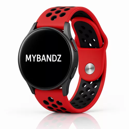 MYBANDZ Lélegző szilikon óraszíj / piros-fekete / 20mm