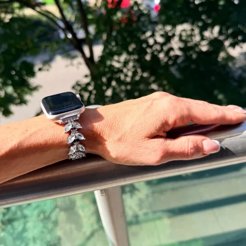 Apple Watch Crystal Bloom láncszemes fém óraszíj /ezüst/ 40/41/42mm