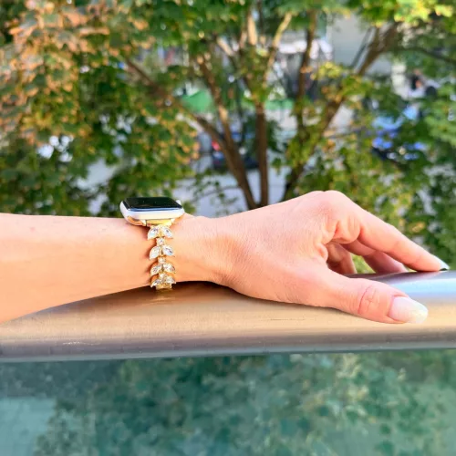 Apple Watch Crystal Bloom láncszemes fém óraszíj /arany/ 40/41/42mm