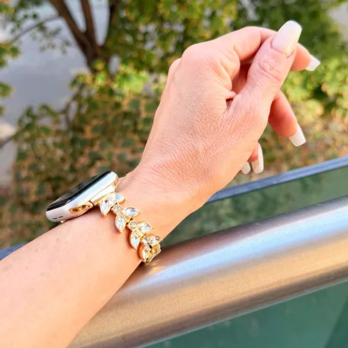 Apple Watch Crystal Bloom láncszemes fém óraszíj /arany/ 40/41/42mm