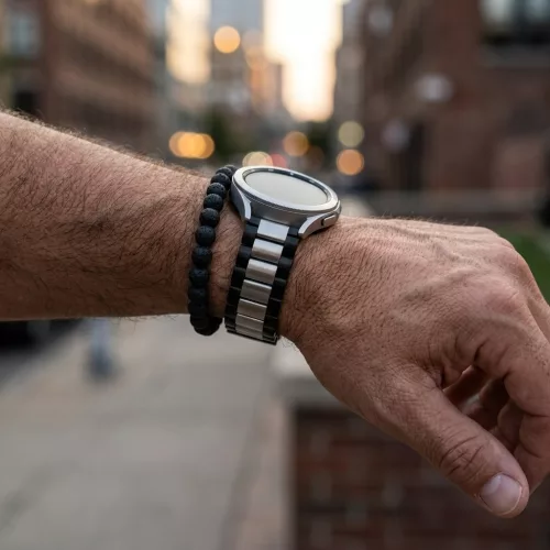 MYBANDZ Klasszikus fém óraszíj /fekete-ezüst/ 22mm
