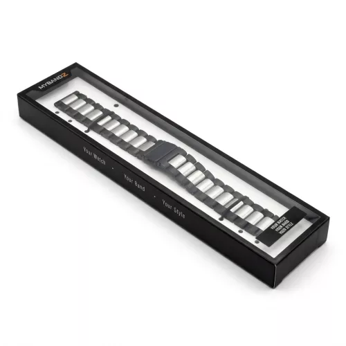 MYBANDZ Klasszikus fém óraszíj /fekete-ezüst/ 22mm