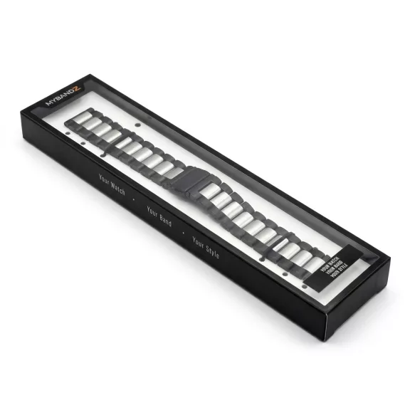 MYBANDZ Klasszikus fém óraszíj /fekete-ezüst/ 20mm