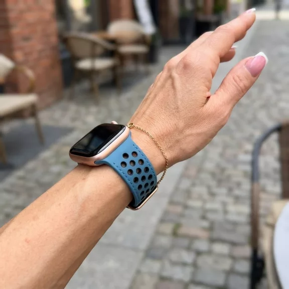 Apple Watch lélegző szilikon óraszíj /zöldeskék-fekete/ 40/41 és 42mm