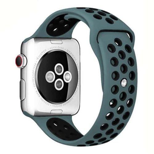 Apple Watch lélegző szilikon óraszíj /zöldeskék-fekete/ 42/44/45/49 mm