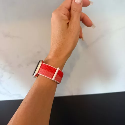 Apple Watch rugalmas szövet óraszíj /piros-fehér/ 40/41 és 42mm