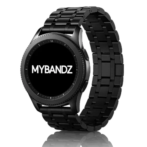 MYBANDZ Pearlmaster láncszemes fém óraszíj / fekete / 22mm
