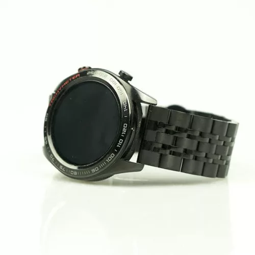 MYBANDZ Pearlmaster láncszemes fém óraszíj / fekete / 22mm