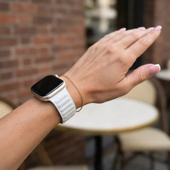 Apple Watch két részes mágneses bőróraszíj /fehér/40/41 és 42mm
