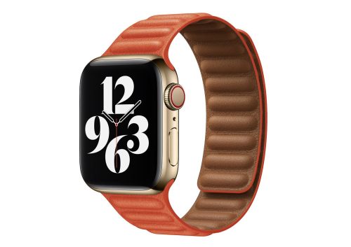 Apple Watch két részes mágneses bőróraszíj /narancs/ 42/44/45/49 mm