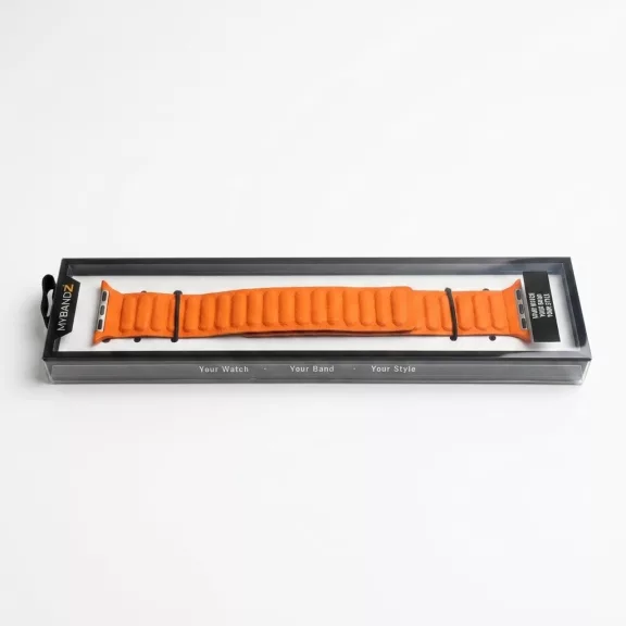 Apple Watch két részes mágneses bőróraszíj /narancs/ 44/45/46/49 mm