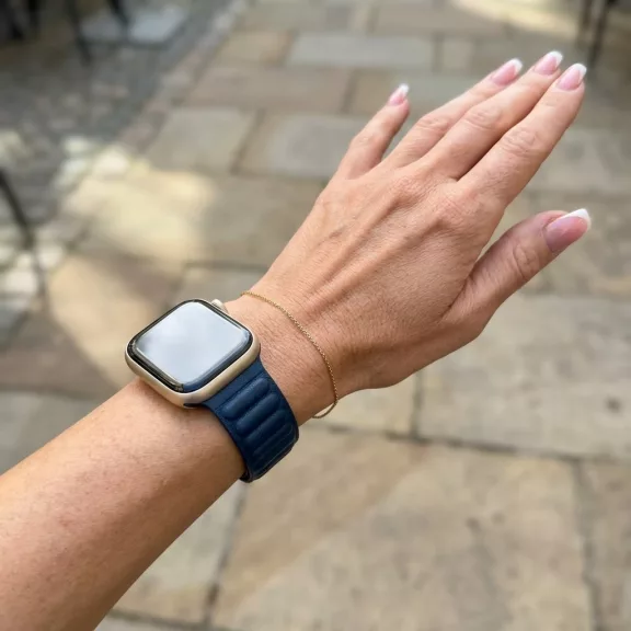 Apple Watch két részes mágneses bőróraszíj /mélykék/ 44/45/46/49 mm