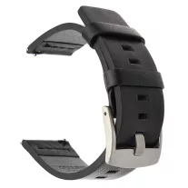   MYBANDZ Olasz prémium bőróraszíj / fekete-ezüst csattal / 20mm