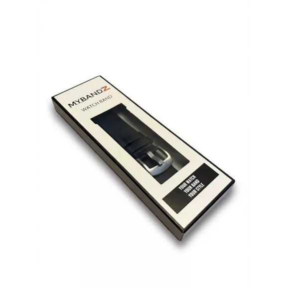 MYBANDZ Olasz prémium bőróraszíj / fekete-ezüst csattal / 20mm