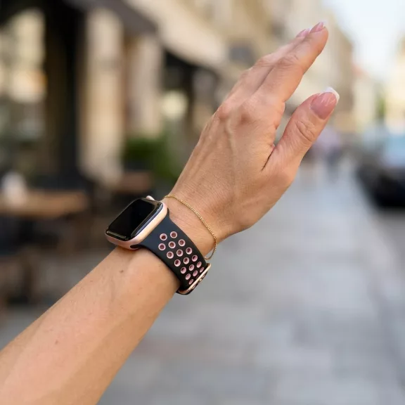Apple Watch lélegző szilikon óraszíj /fekete-púder/ 40/41 és 42mm