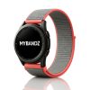MYBANDZ Tépőzáras rugalmas szövet óraszíj / szürke-korallpiros / 22mm