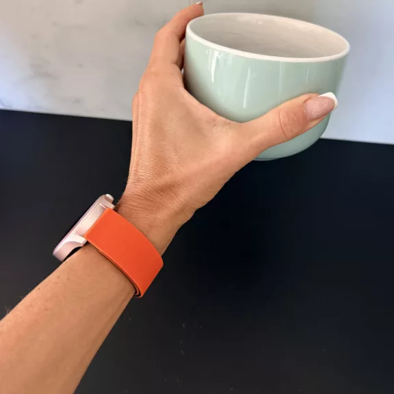 MYBANDZ Litchi mágneses szilikon óraszíj /narancs-fekete/ / 20mm