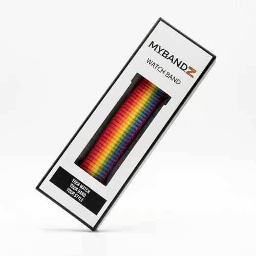 MYBANDZ Tépőzáras rugalmas szövet óraszíj - élénk szivárvány/ 22mm