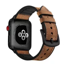   Apple Watch kívül bőr belül szilikon óraszíj /barna/ 44/45/46/49 mm