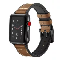   Apple Watch kívül bőr belül szilikon óraszíj /barna/ 44/45/46/49 mm