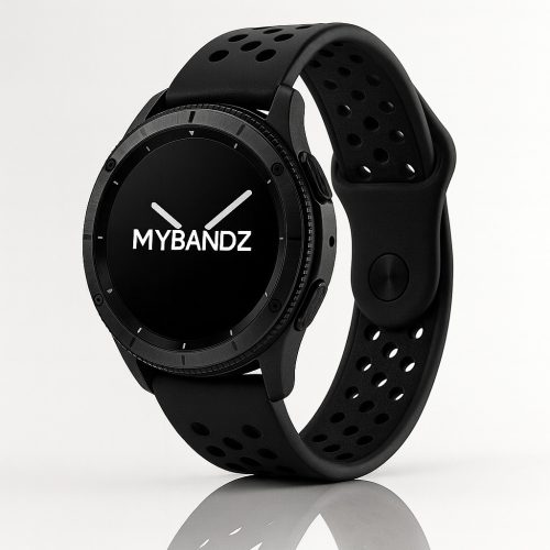 MYBANDZ Lélegző szilikon óraszíj- fekete/ 22mm