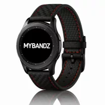   MYBANDZ Karbonszálas bőróraszíj / fekete - piros varrás / 22mm