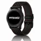 MYBANDZ Karbonszálas bőróraszíj / fekete - piros varrás / 22mm