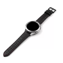   MYBANDZ Karbonszálas bőróraszíj / fekete - piros varrás / 22mm