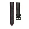 MYBANDZ Karbonszálas bőróraszíj / fekete - piros varrás / 22mm