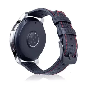   MYBANDZ Karbonszálas bőróraszíj / fekete - piros varrás / 20mm