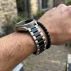 MYBANDZ Klasszikus fém óraszíj /ezüst-fekete/ 18mm
