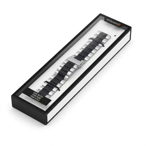 MYBANDZ Klasszikus fém óraszíj /ezüst-fekete/ 18mm
