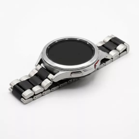 MYBANDZ Klasszikus fém óraszíj /ezüst-fekete/ 20mm