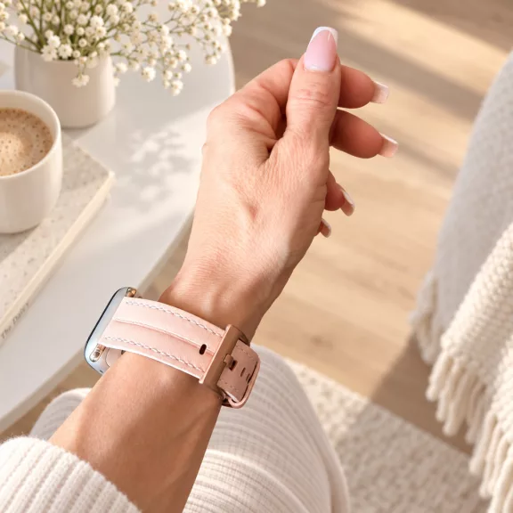 Apple Watch Verona bőróraszíj rosegold csattal /púder/ 44/45/46/49 mm