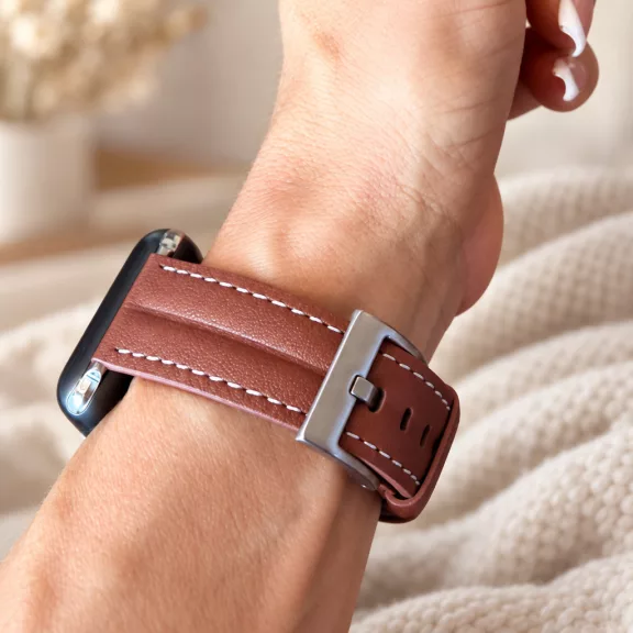 Apple Watch Verona bőróraszíj ezüst csattal /barna/ 44/45/46/49 mm