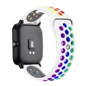   MYBANDZ Lélegző szilikon óraszíj / fehér-szivárvány / 20mm