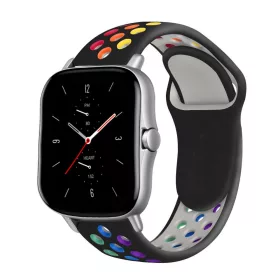   MYBANDZ Lélegző szilikon óraszíj / fekete-szivárvány / 20mm