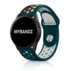 MYBANDZ Lélegző szilikon óraszíj / méregzöld-szivárvány / 20mm