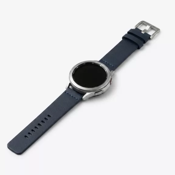 MYBANDZ Olasz prémium bőróraszíj - sötétkék ezüst csattal/ 20mm