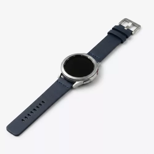 MYBANDZ Olasz prémium bőróraszíj - sötétkék ezüst csattal/ 22mm