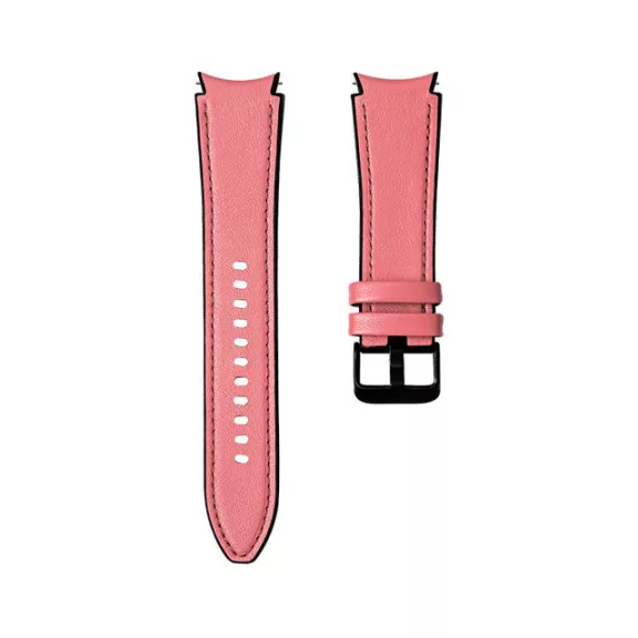 MYBANDZ Ívelt belül szilikon kívül bőr óraszíj Samsung Galaxy Watch 4-5-6-7 - /pink/ 20mm