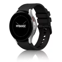   MYBANDZ Ívelt belül szilikon kívül bőr óraszíj Samsung Galaxy Watch 4-5-6-7 - /fekete/ 20mm