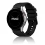 MYBANDZ Ívelt belül szilikon kívül bőr óraszíj Samsung Galaxy Watch 4-5-6-7 - /fekete/ 20mm