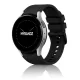MYBANDZ Ívelt belül szilikon kívül bőr óraszíj Samsung Galaxy Watch 4-5-6-7 - /fekete/ 20mm